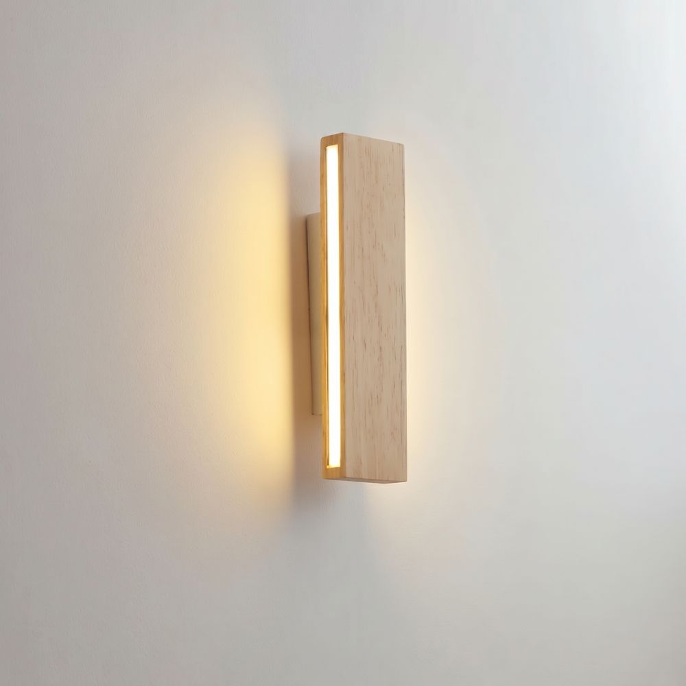 Obrotowa drewniana lampa ścienna góra dół