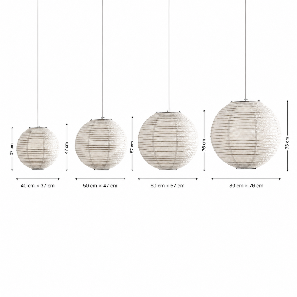 Lampa wisząca wabi-sabi z papierowym kloszem i oprawką E27