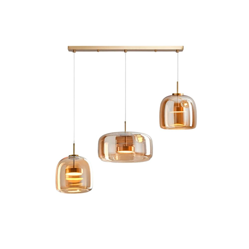 Nowoczesna lampa sufitowa z szklaną kloszem i LED, styl retro