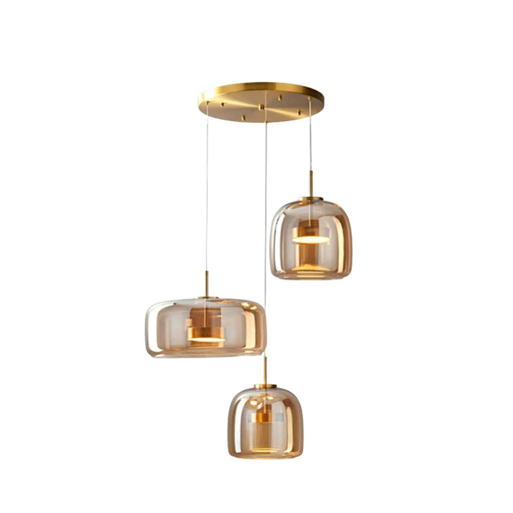 Nowoczesna lampa sufitowa z szklaną kloszem i LED, styl retro