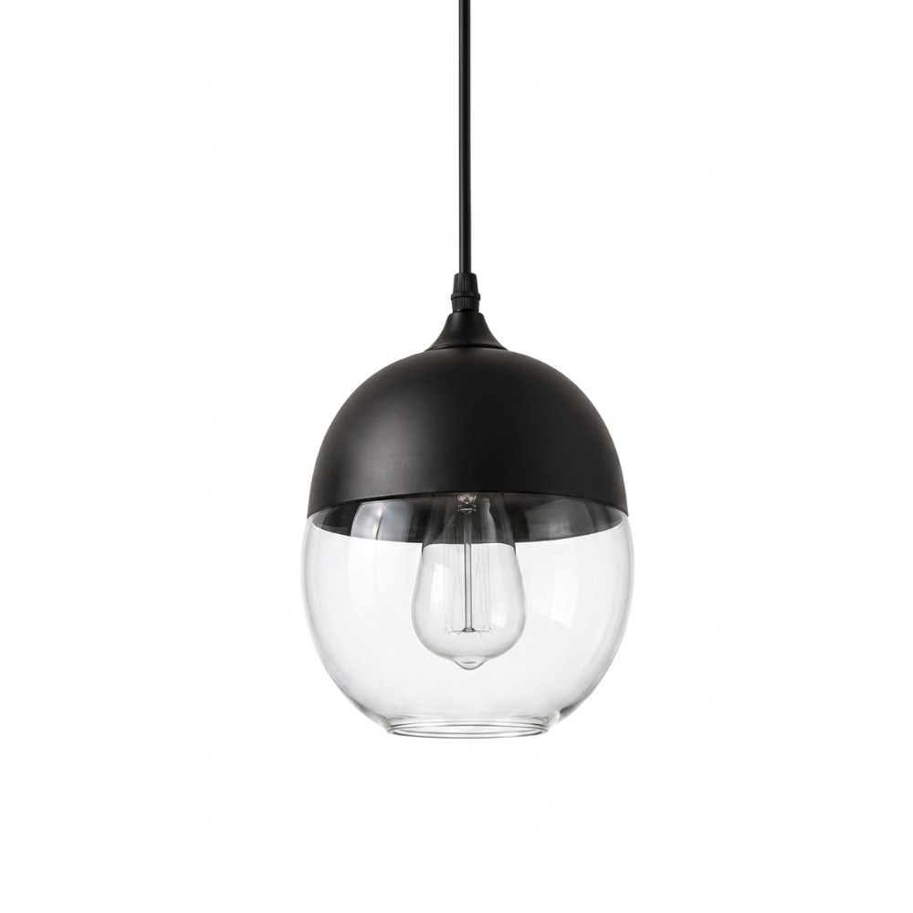 Lampa wisząca z drewna i szkła w stylu skandynawskim