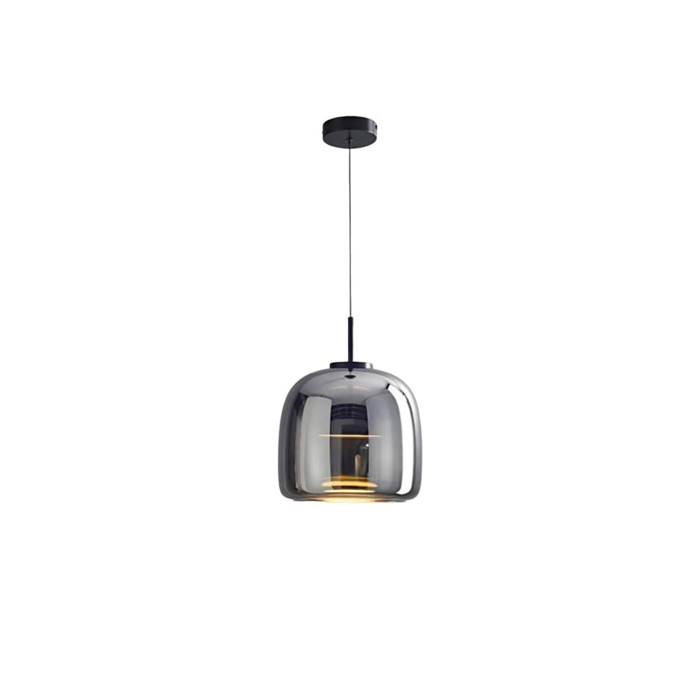 Nowoczesna lampa sufitowa z szklaną kloszem i LED, styl retro