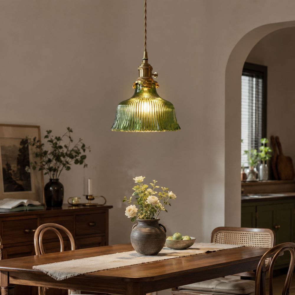 Nordycka lampa wisząca z ryflowanego szkła