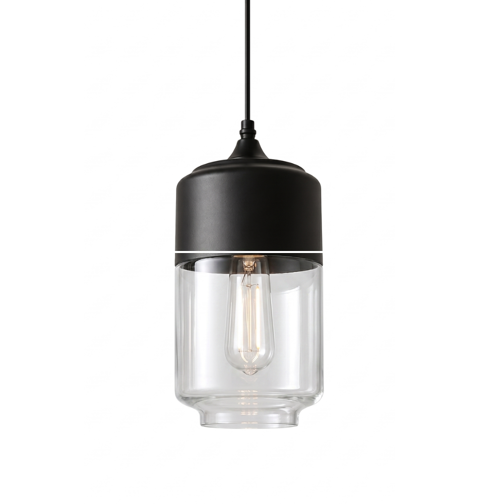 Lampa wisząca z drewna i szkła w stylu skandynawskim