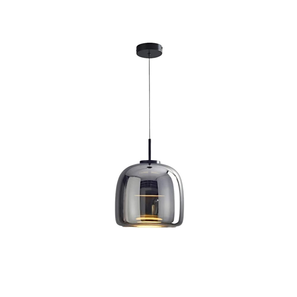 Nowoczesna lampa sufitowa z szklaną kloszem i LED, styl retro