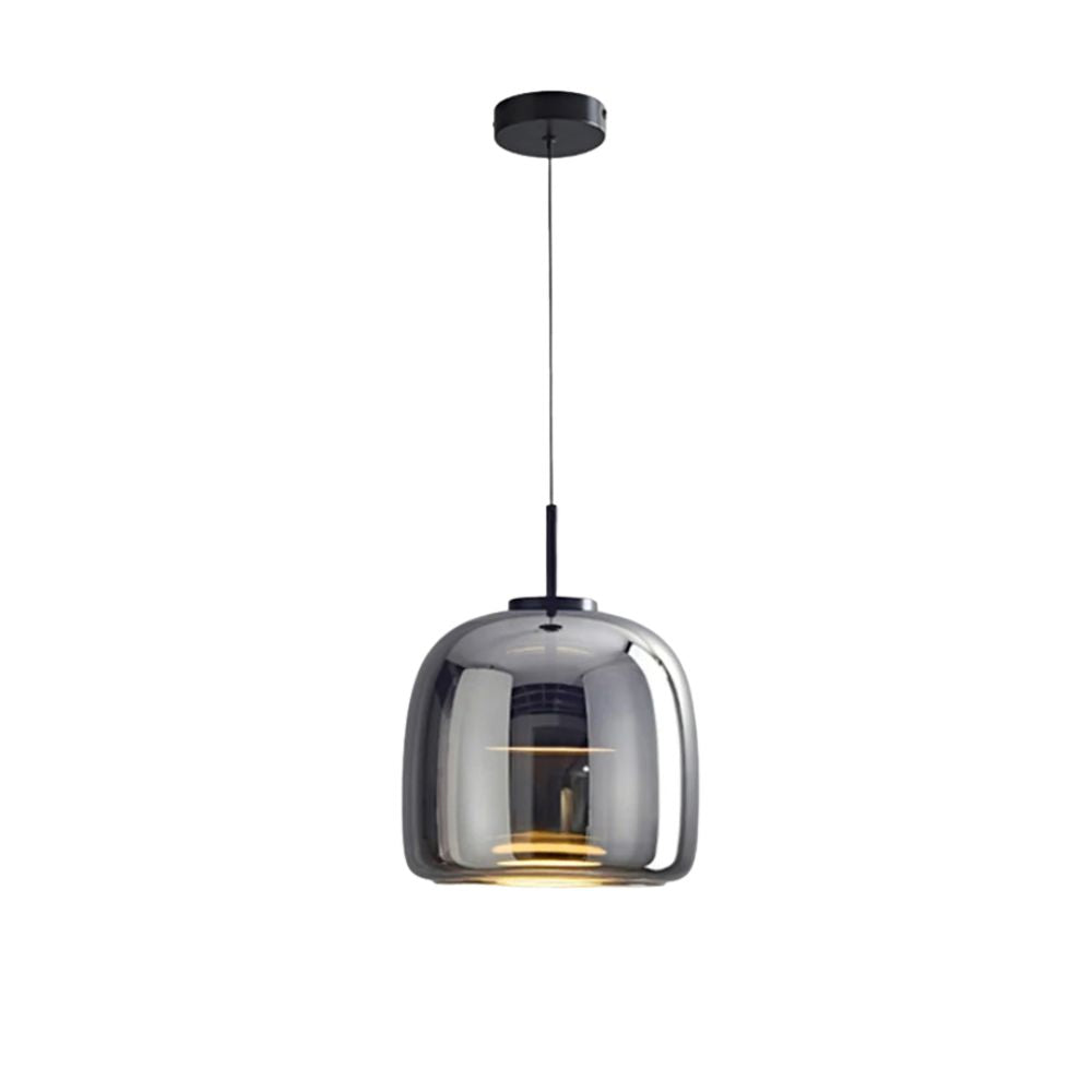 Nowoczesna lampa sufitowa z szklaną kloszem i LED, styl retro