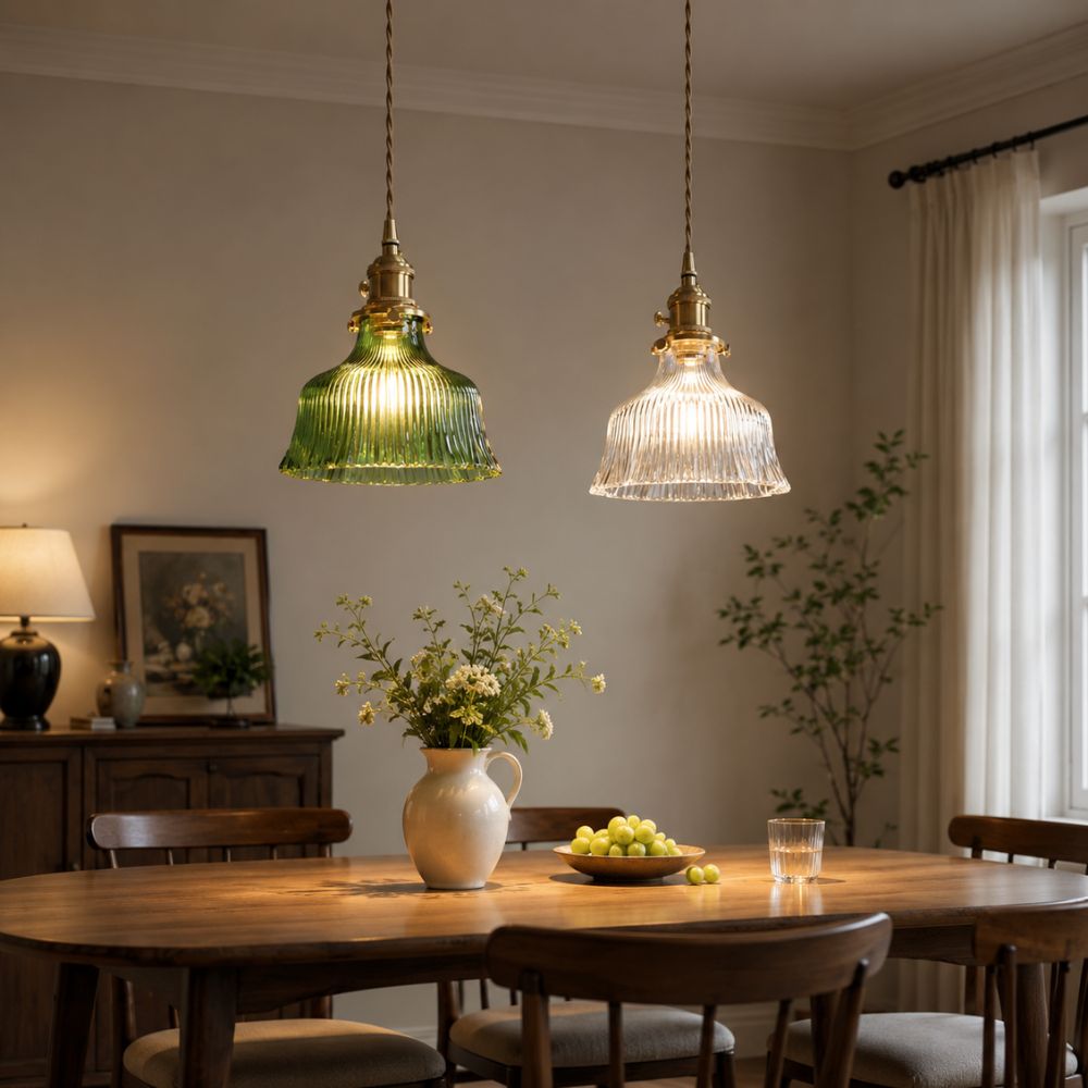 Nordycka lampa wisząca z ryflowanego szkła