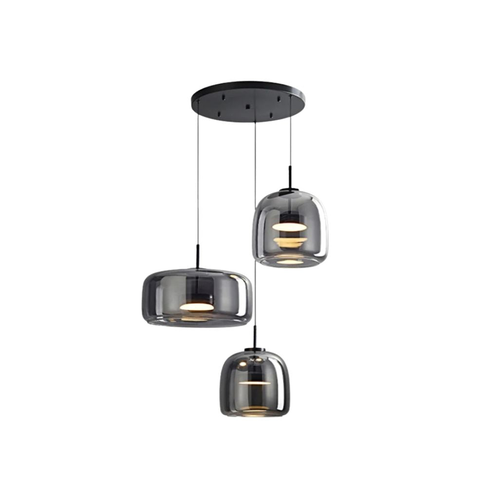 Nowoczesna lampa sufitowa z szklaną kloszem i LED, styl retro