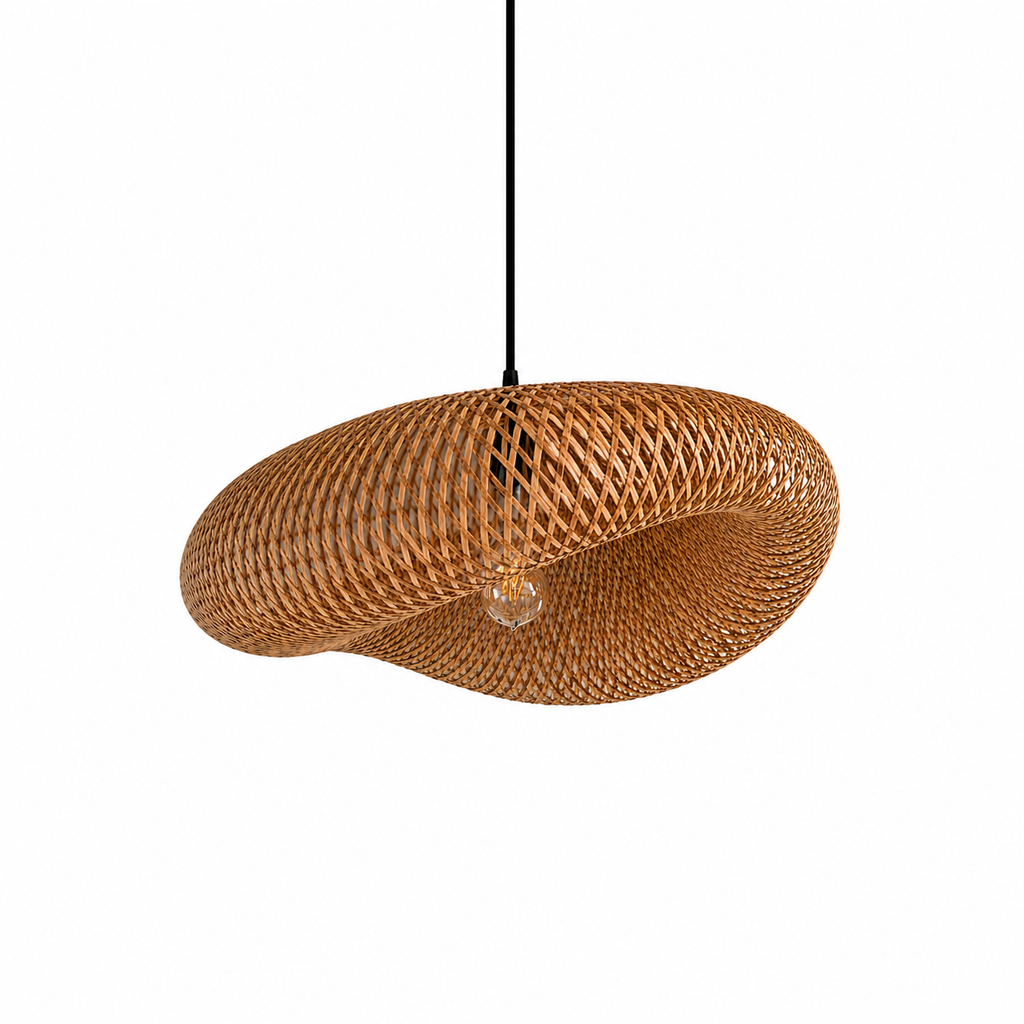 Ręcznie tkana lampa wisząca z ekologicznego bambusa