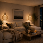 Elegancka drewniana lampa wisząca z listwami