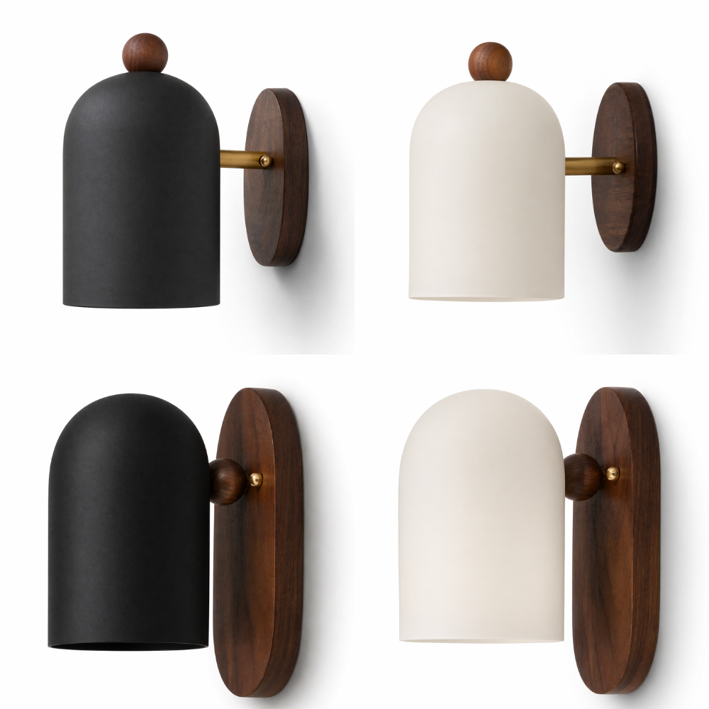 Kinkiet drewniany Nordic Dome – minimalistyczne oświetlenie nastrojowe