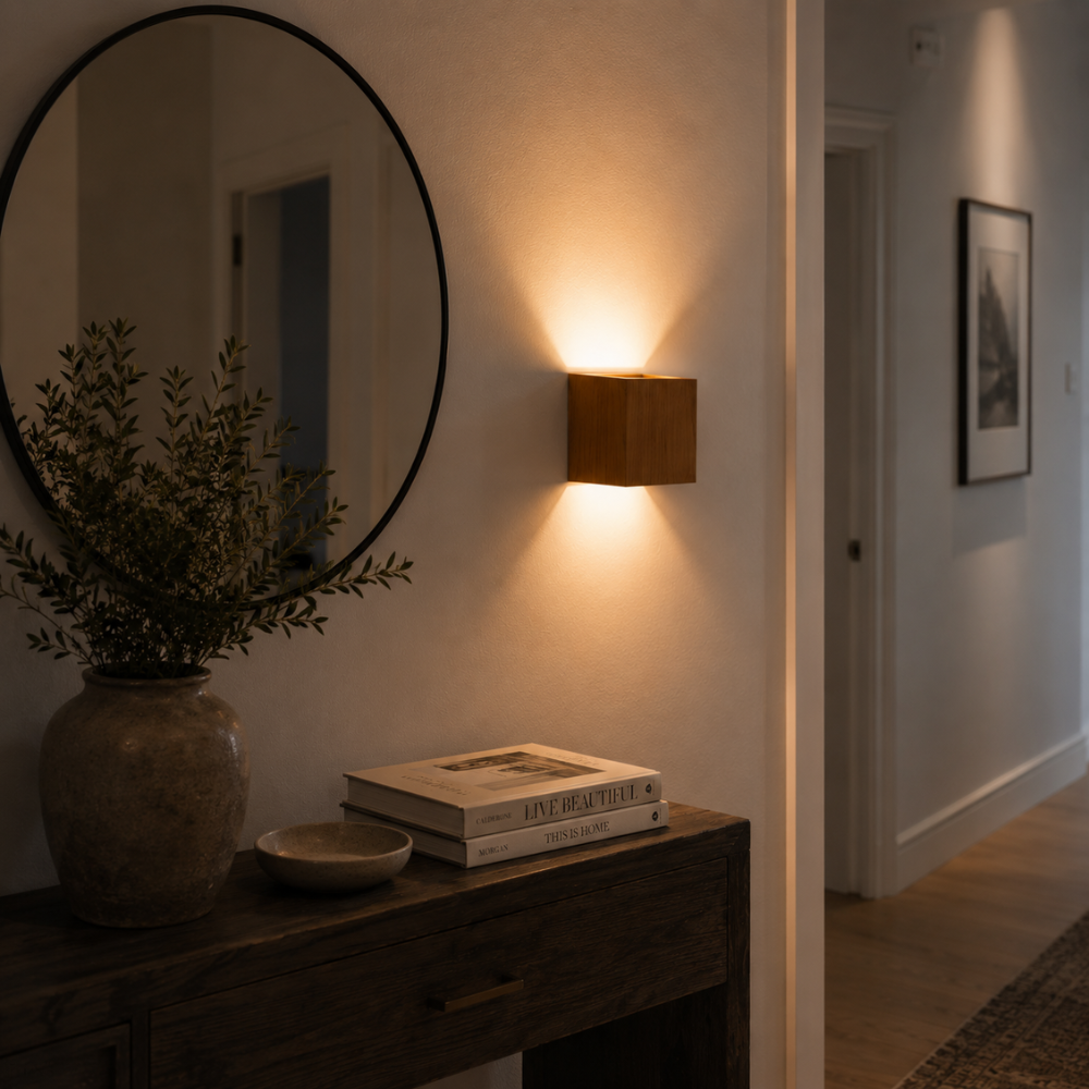 Klamka ścienna LED Nordic Wood Grain – naturalna faktura drewna