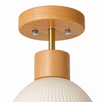 Lampa sufitowa z nordyckiego drewna i szklanych pasków