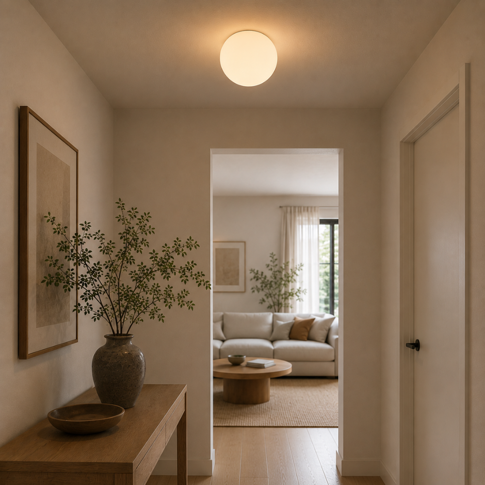 Minimalistyczna lampa sufitowa z mlecznego szkła