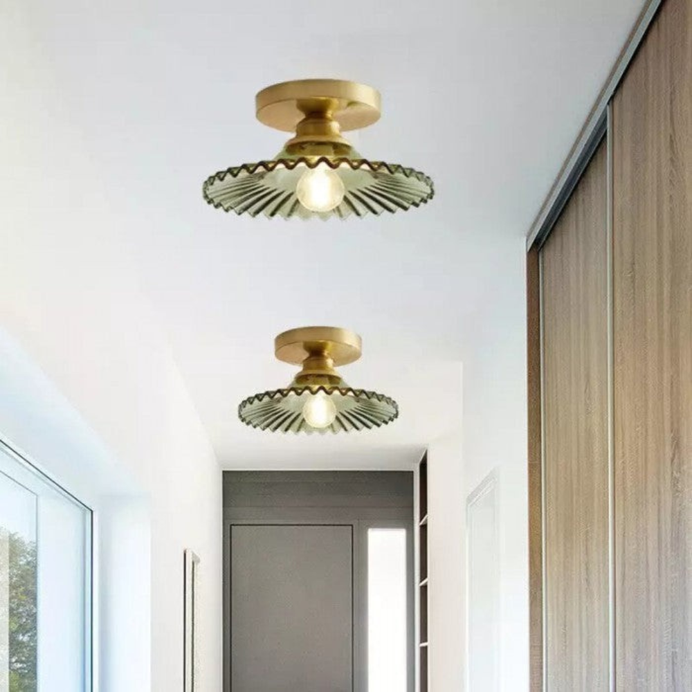 Lampa Sufitowa Szklana Vintage LED Kwiatowa