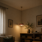 Retro ceramiczna lampa wisząca z miedzianymi akcentami