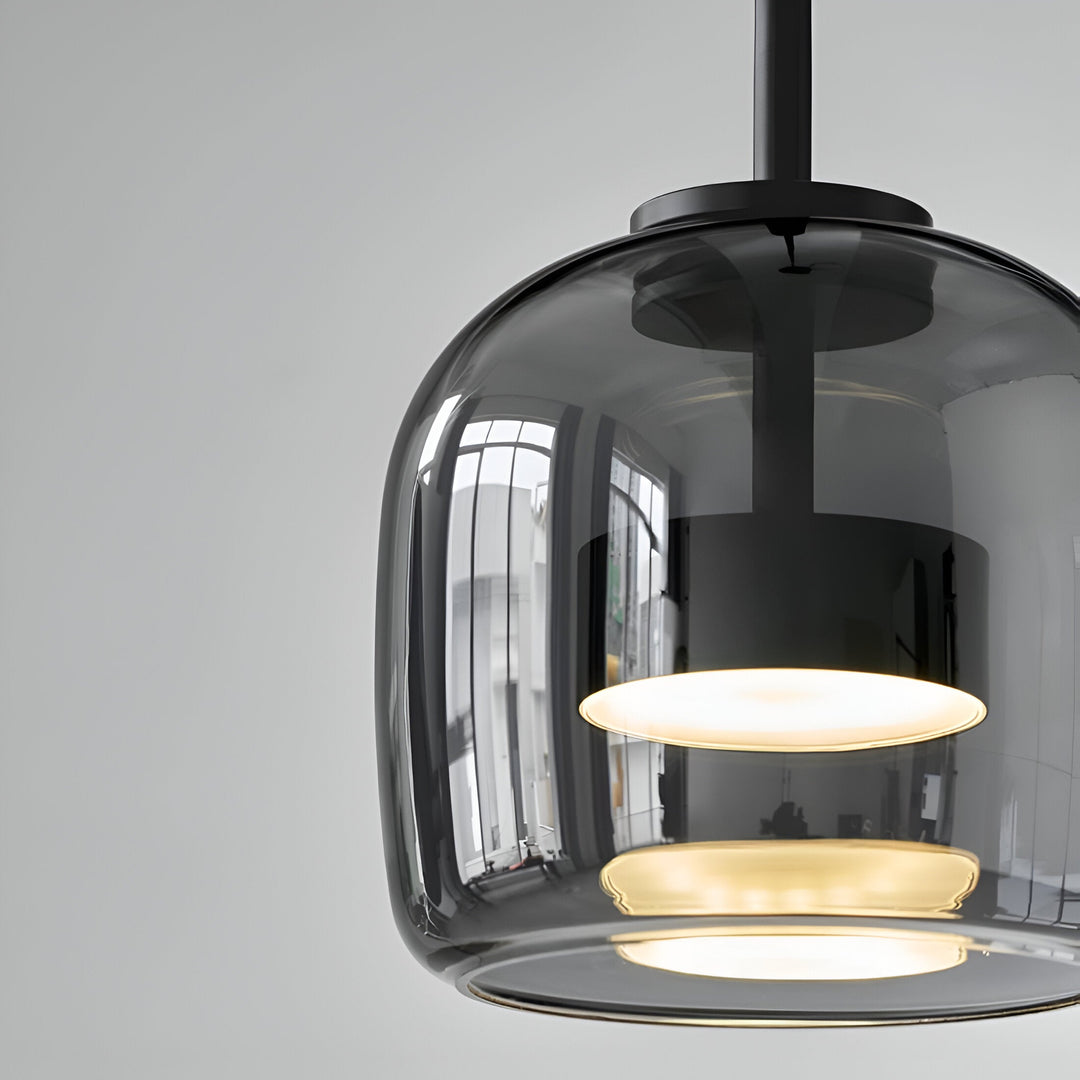 Nowoczesna lampa sufitowa z szklaną kloszem i LED, styl retro