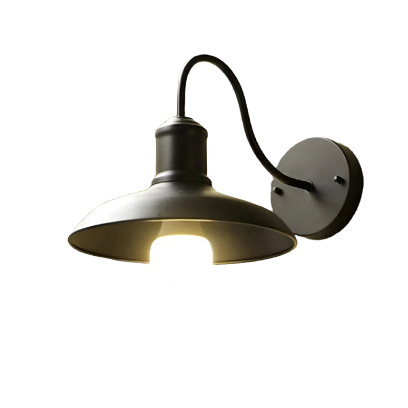 Nowoczesna lampa ścienna zewnętrzna w kształcie misy, styl industrialny