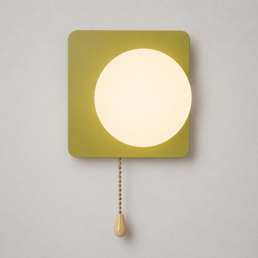 Nowoczesna minimalistyczna kinkietowa lampa kulista z przełącznikiem pociągowym
