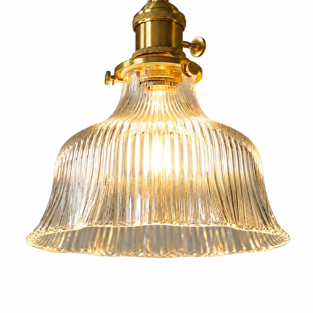 Nordycka lampa wisząca z ryflowanego szkła