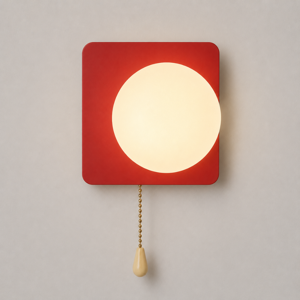 Nowoczesna minimalistyczna kinkietowa lampa kulista z przełącznikiem pociągowym