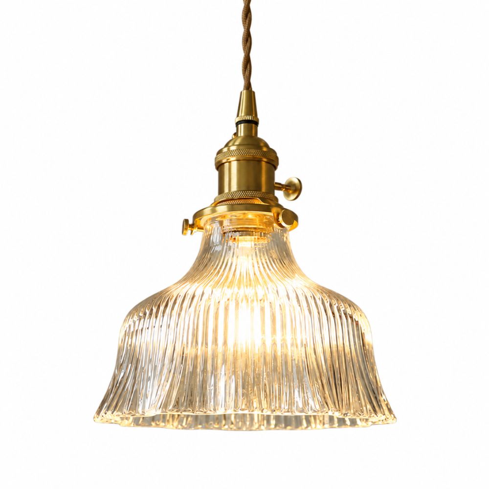 Nordycka lampa wisząca z ryflowanego szkła