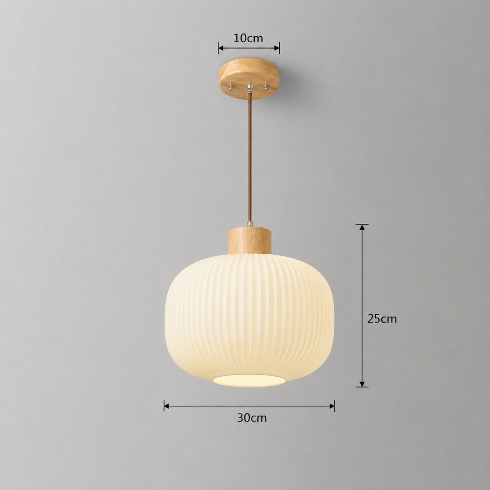Minimalistyczna lampa wisząca o delikatnym blasku