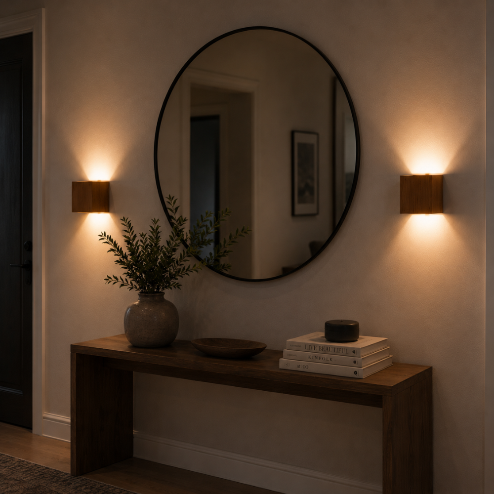 Klamka ścienna LED Nordic Wood Grain – naturalna faktura drewna