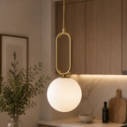 Minimalistyczna szklana lampa wisząca w kształcie owalnego pierścienia