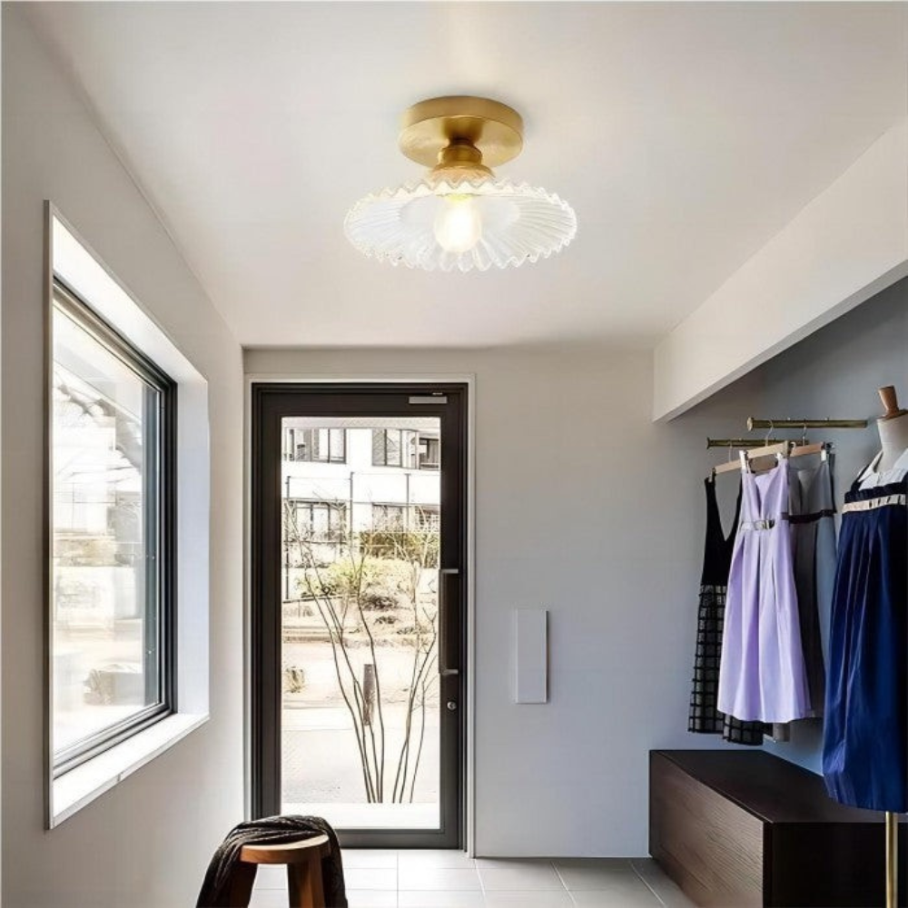 Lampa Sufitowa Szklana Vintage LED Kwiatowa