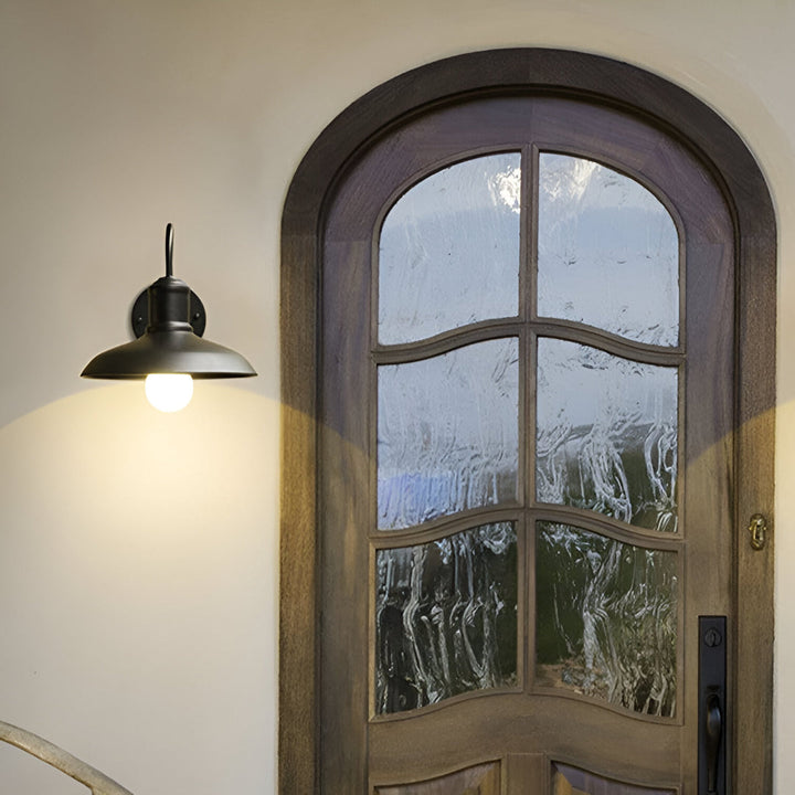 Nowoczesna lampa ścienna zewnętrzna w kształcie misy, styl industrialny
