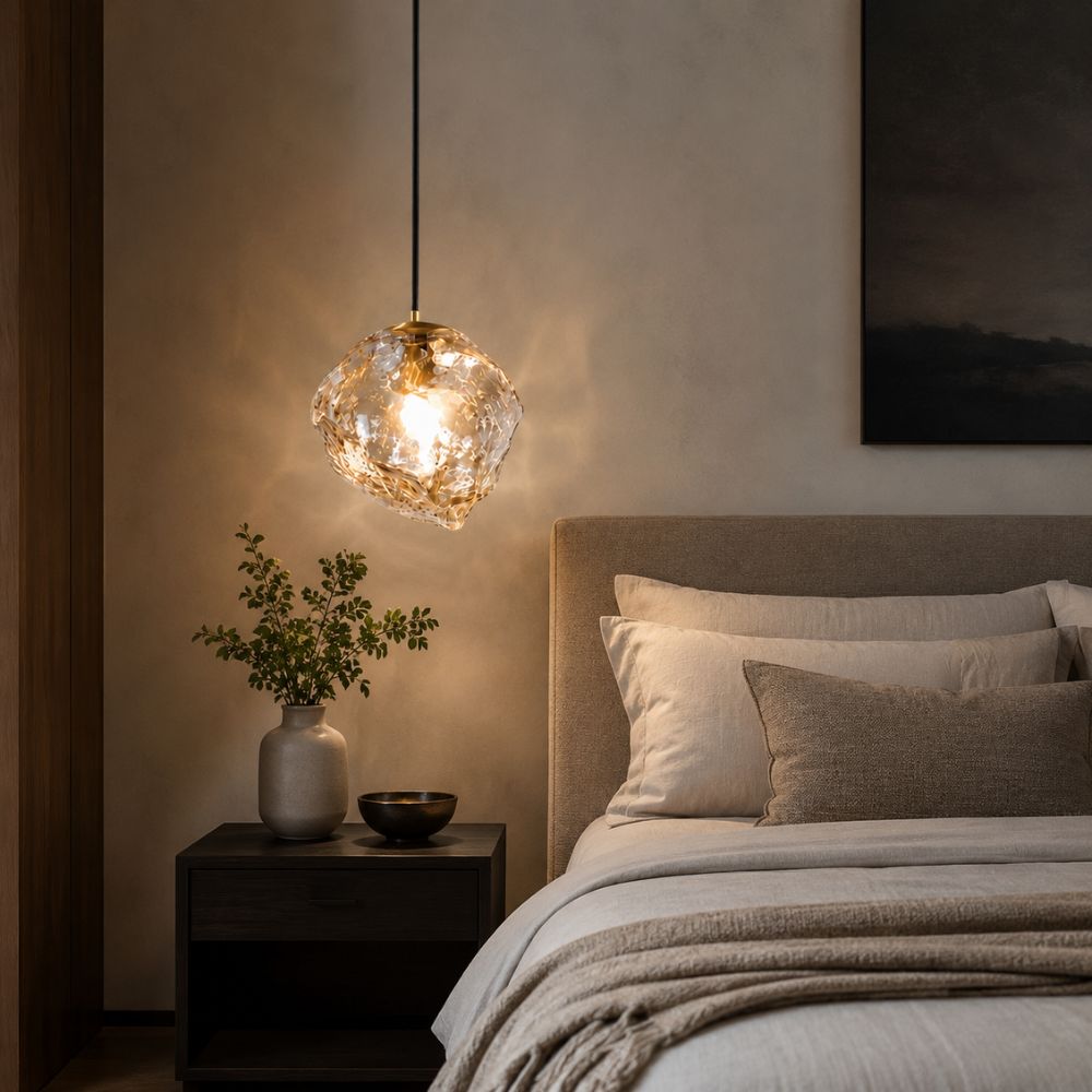 Lampa wisząca LED z teksturą kostki lodu