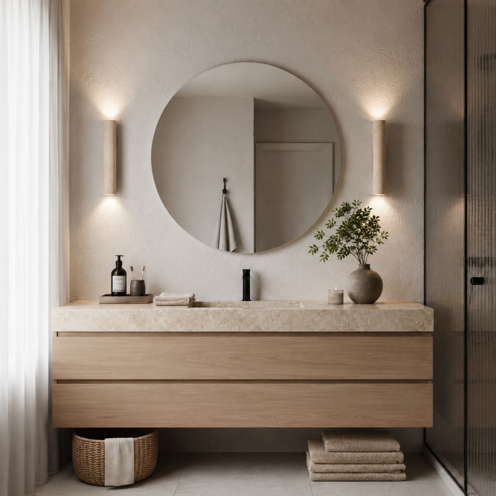 Kamienna cylindryczna lampa ścienna z podwójnym światłem