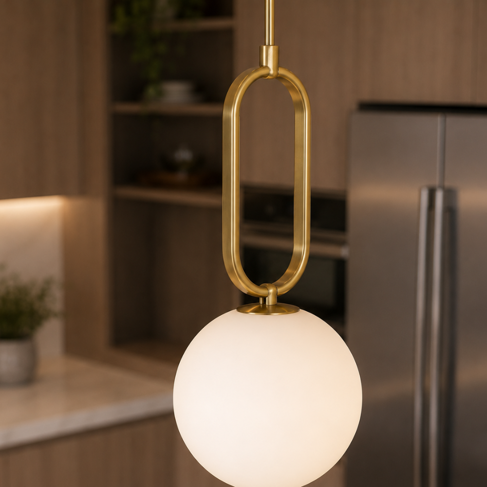 Minimalistyczna szklana lampa wisząca w kształcie owalnego pierścienia