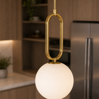 Minimalistyczna szklana lampa wisząca w kształcie owalnego pierścienia