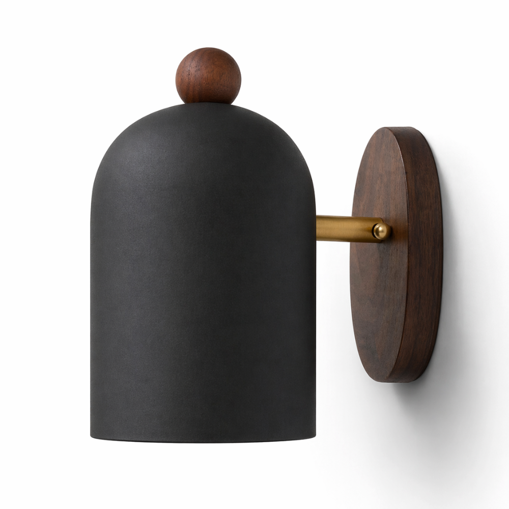 Kinkiet drewniany Nordic Dome – minimalistyczne oświetlenie nastrojowe