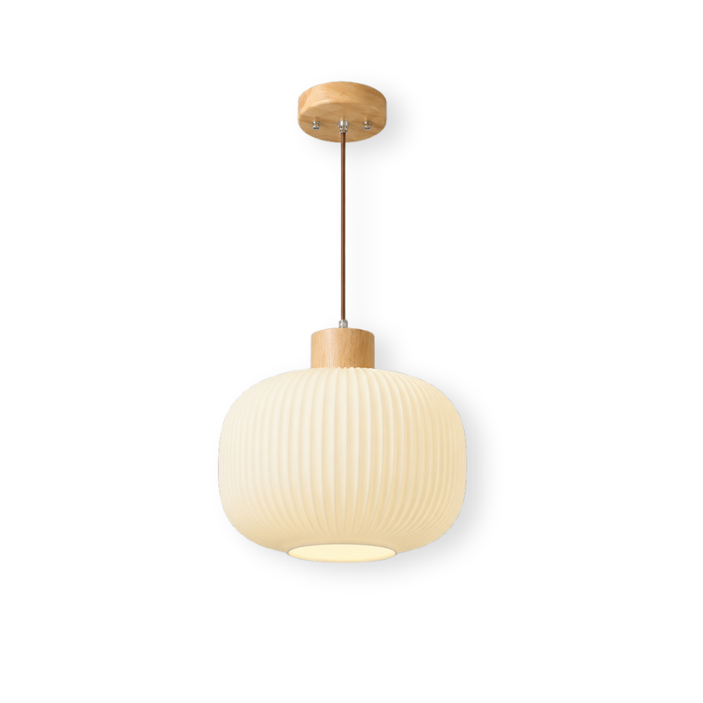 Minimalistyczna lampa wisząca o delikatnym blasku