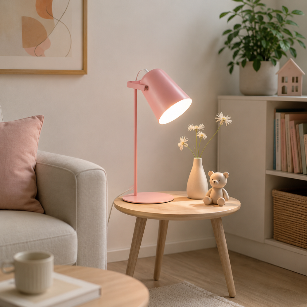 Nowoczesna skandynawska metalowa lampa biurkowa