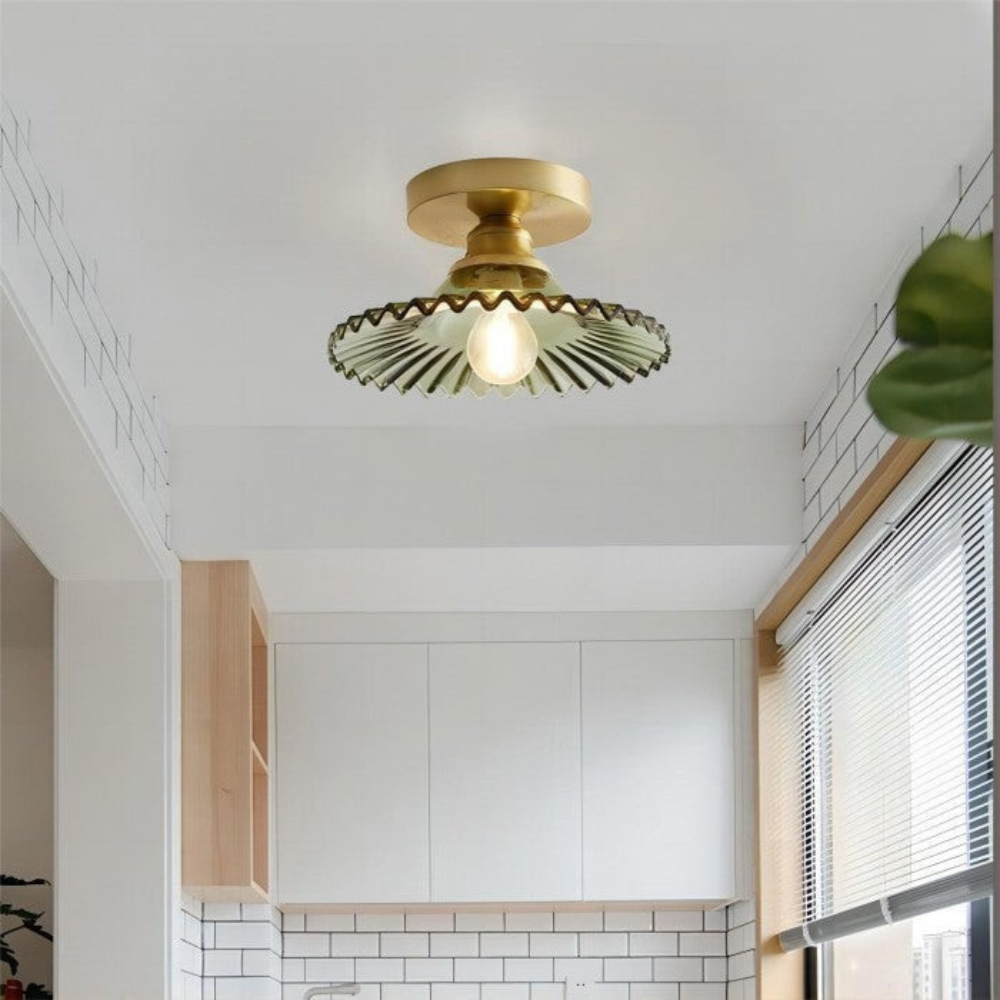 Lampa Sufitowa Szklana Vintage LED Kwiatowa