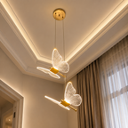 Motylkowa złota metalowa lampa wisząca