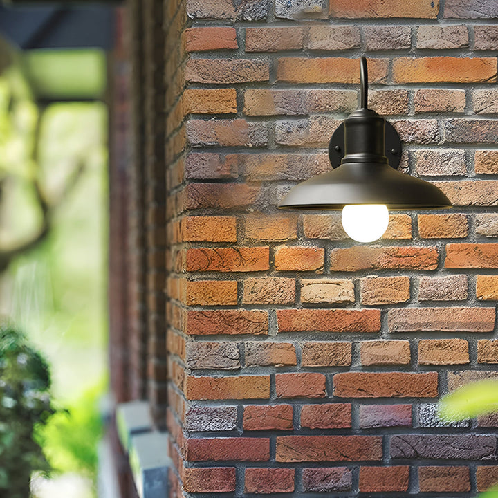 Nowoczesna lampa ścienna zewnętrzna w kształcie misy, styl industrialny