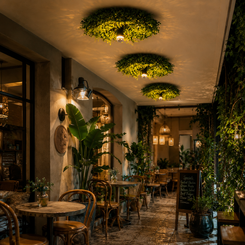 Rustykalna botaniczna lampa sufitowa do montażu wpuszczanego