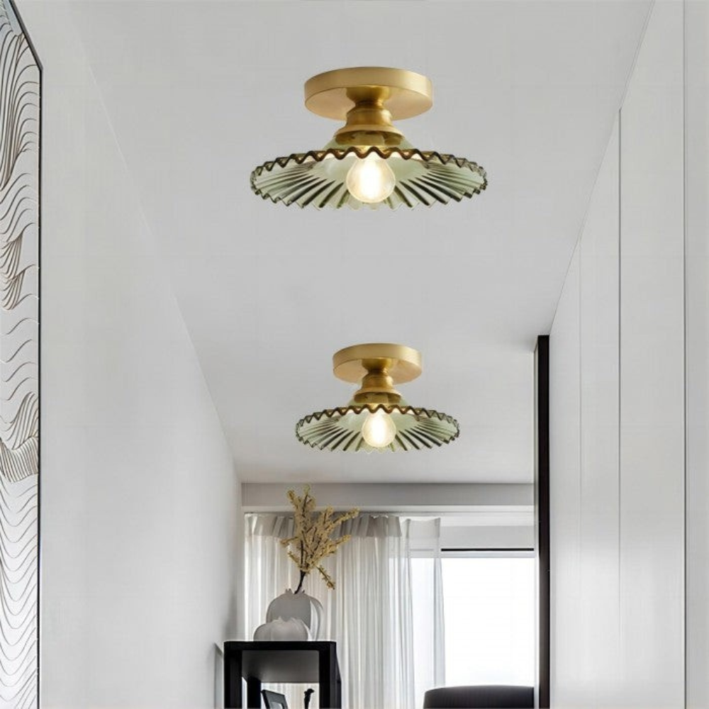 Lampa Sufitowa Szklana Vintage LED Kwiatowa