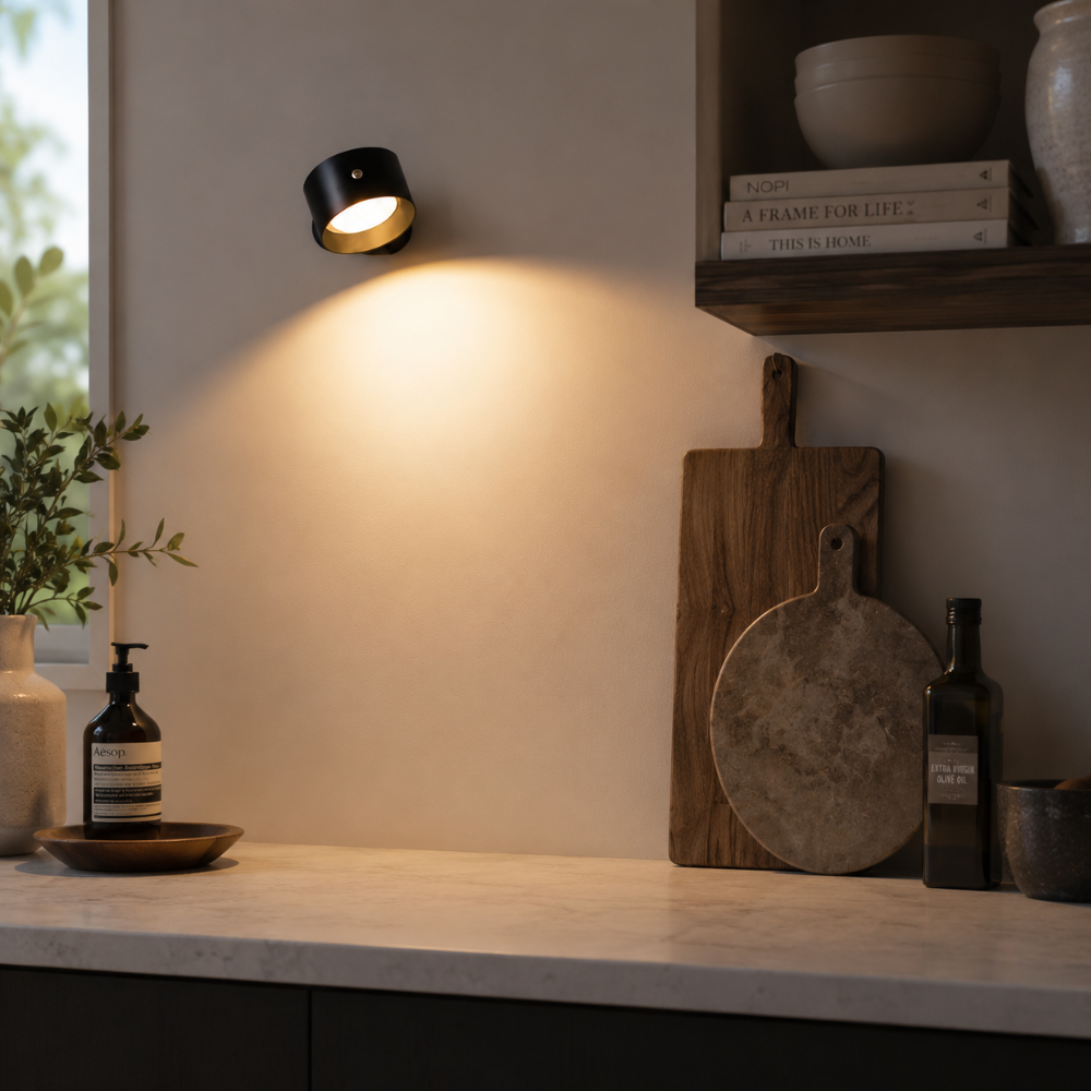 Magnetyczna kinkietowa lampa kulista z akumulatorem i uchwytem samoprzylepnym