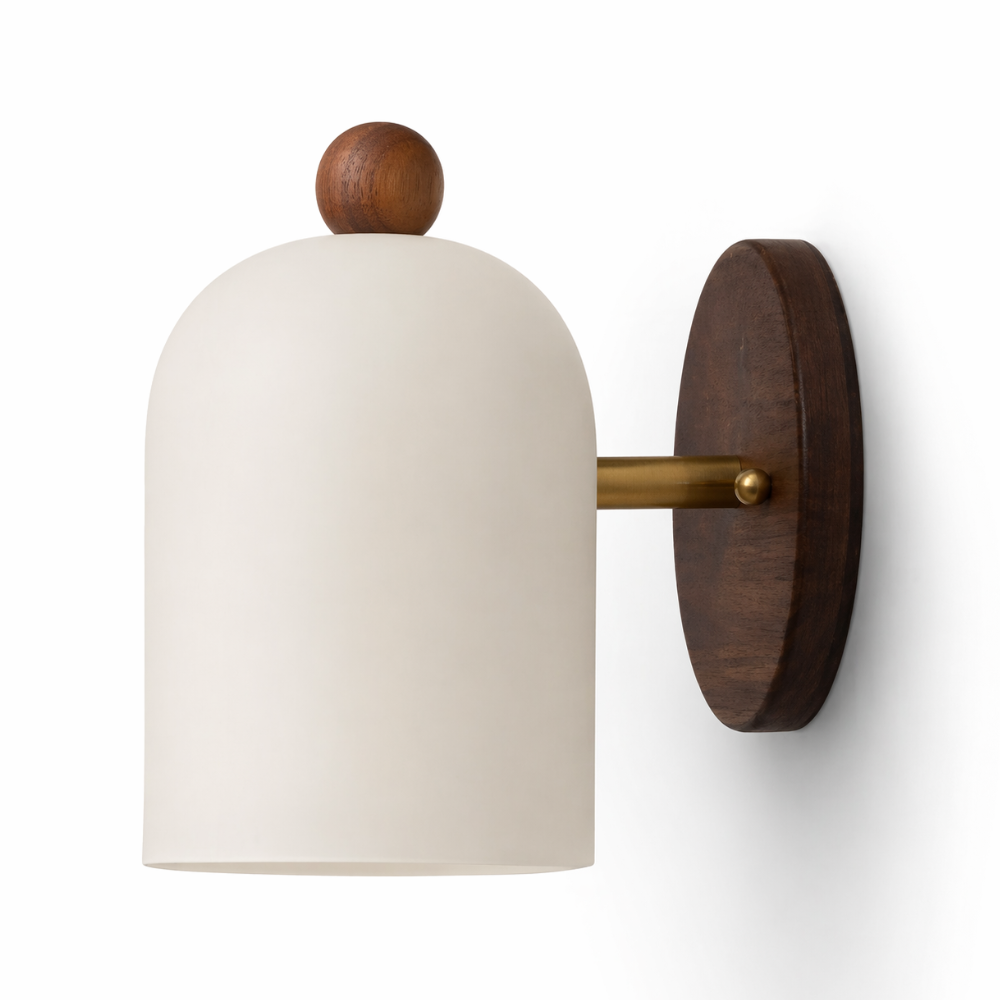 Kinkiet drewniany Nordic Dome – minimalistyczne oświetlenie nastrojowe