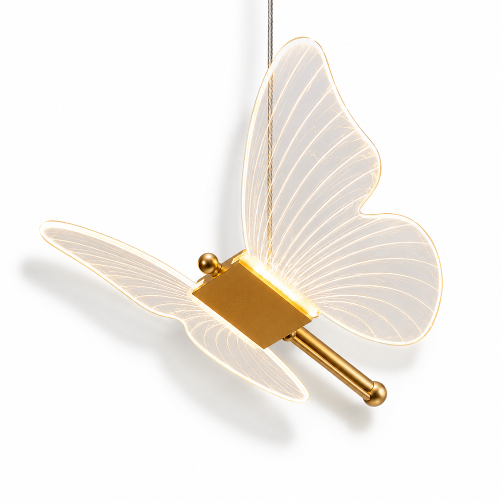 Motylkowa złota metalowa lampa wisząca