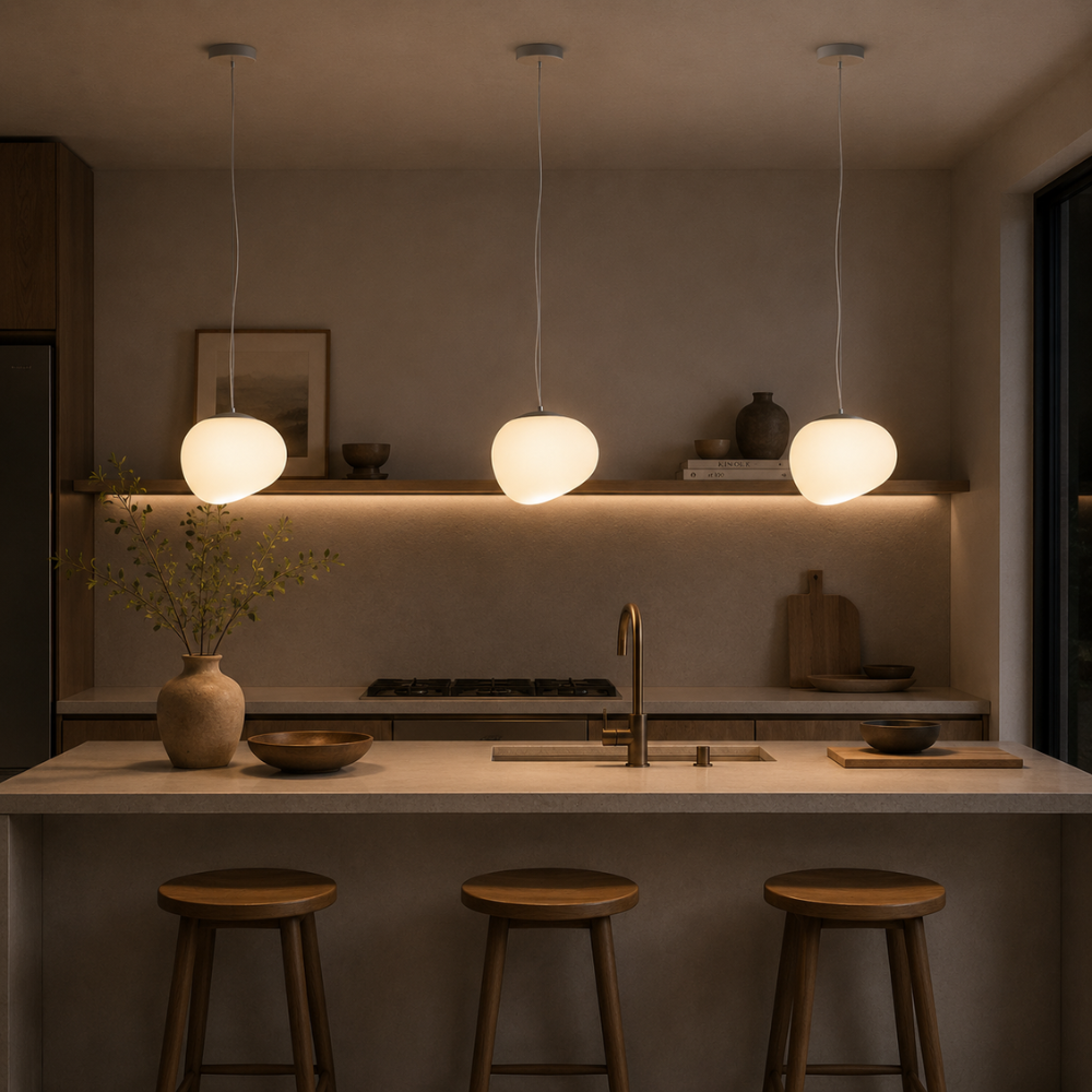 Elegancka szklana lampa wisząca w kształcie kuli z opalu