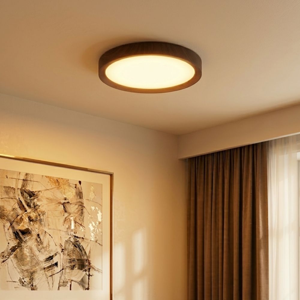 Lampa Sufitowa Drewniana Okrągła LED