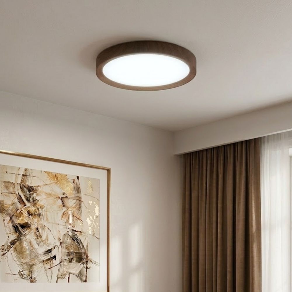 Lampa Sufitowa Drewniana Okrągła LED