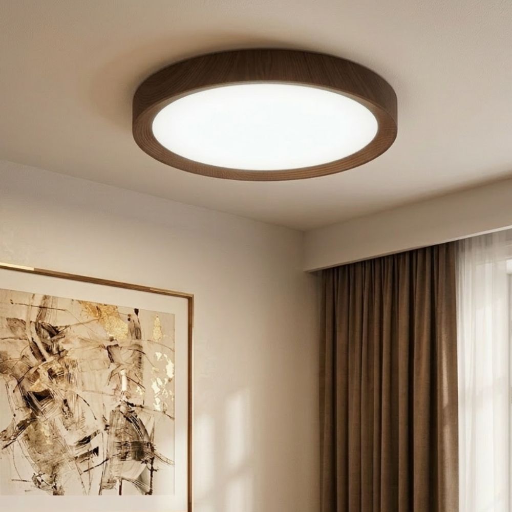Lampa Sufitowa Drewniana Okrągła LED